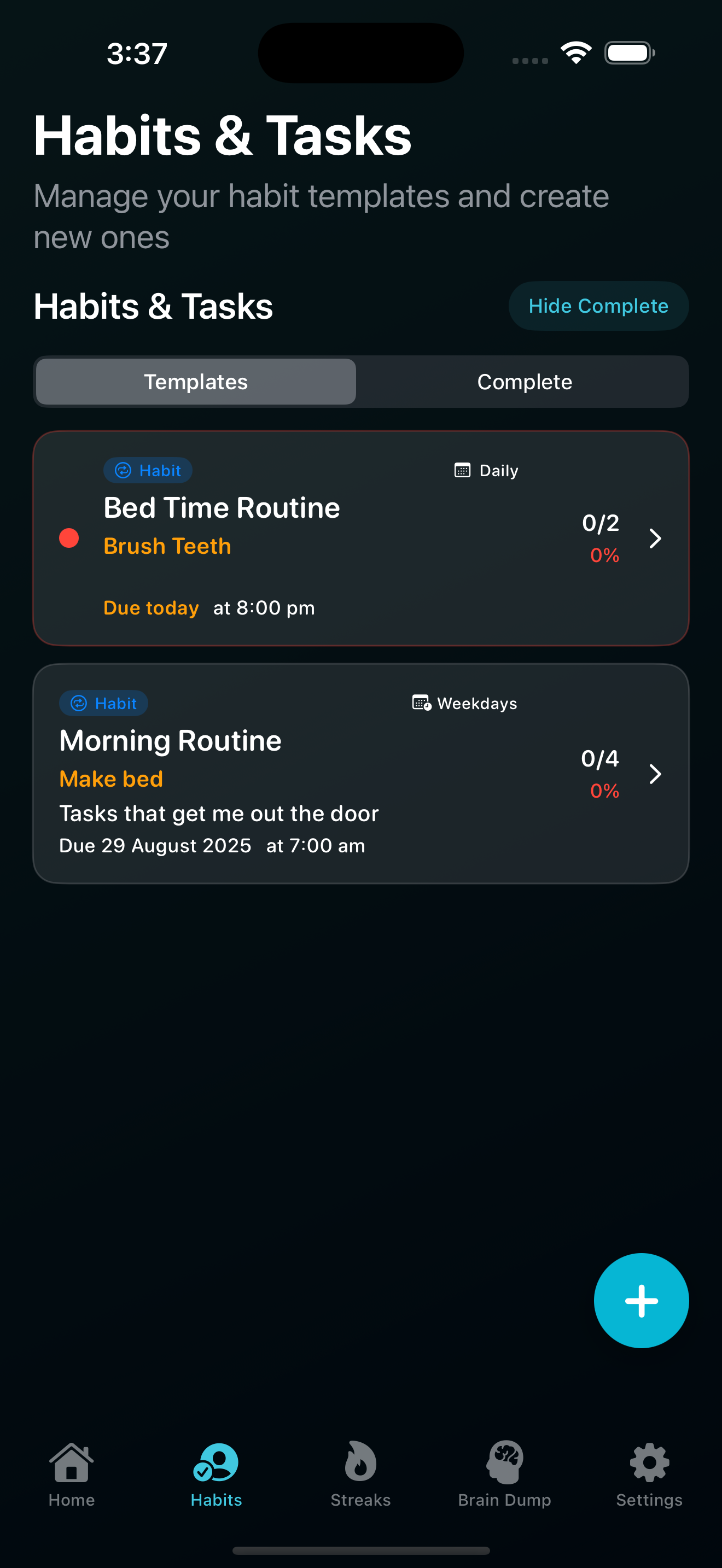 iPhone Habit Screen
