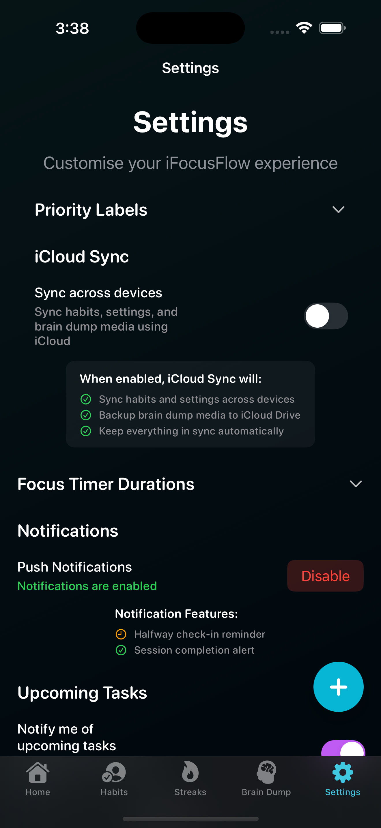 iPhone Settings Screen